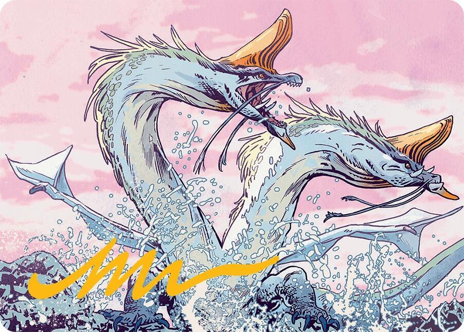 Twinmaw Stormbrood Art Card (39/54) (Gold-Stamped Signature) card from Art Series: Tarkir: Dragonstorm