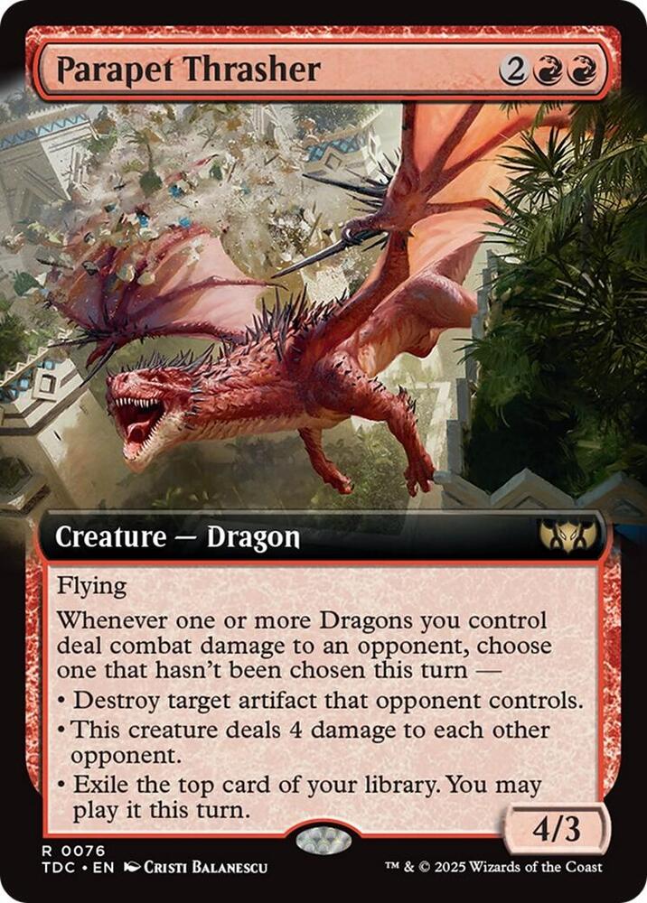 Parapet Thrasher (Extended Art) 76 card from Commander: Tarkir: Dragonstorm