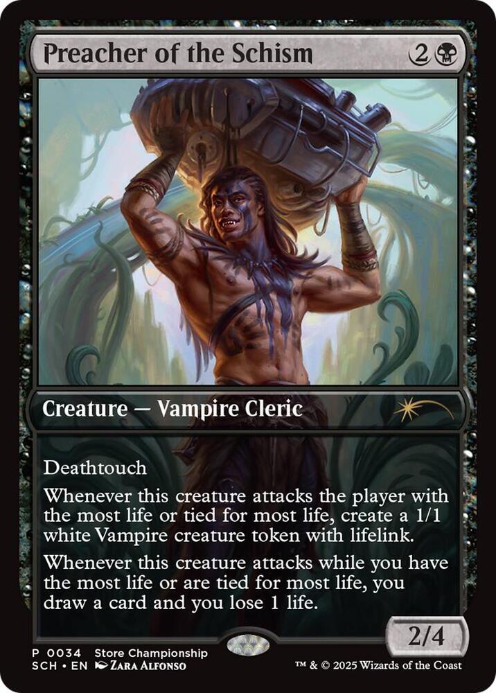Preacher of the Schism 34 card from Game Day & Store Championship Promos