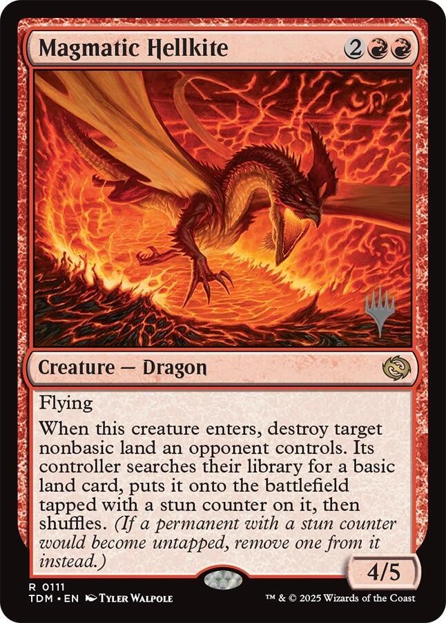 Magmatic Hellkite 111 card from Promo Pack: Tarkir: Dragonstorm