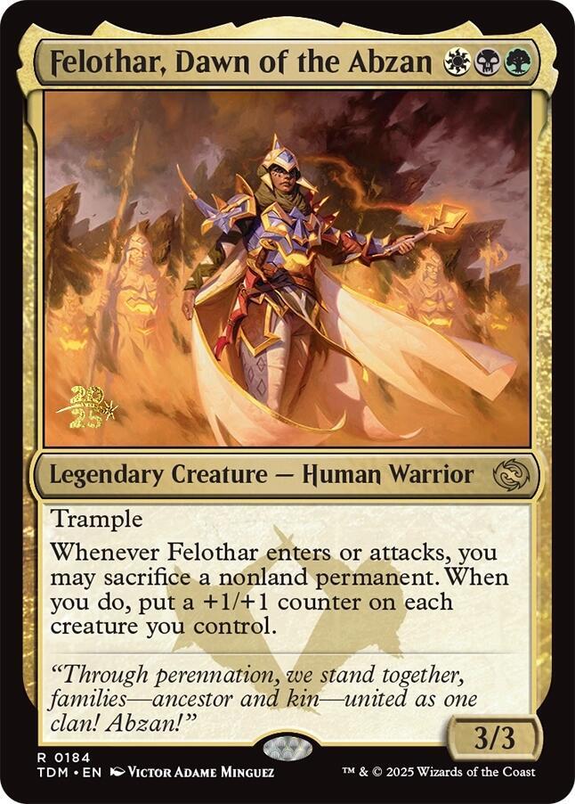 Felothar, Dawn of the Abzan 184 card from Prerelease Cards