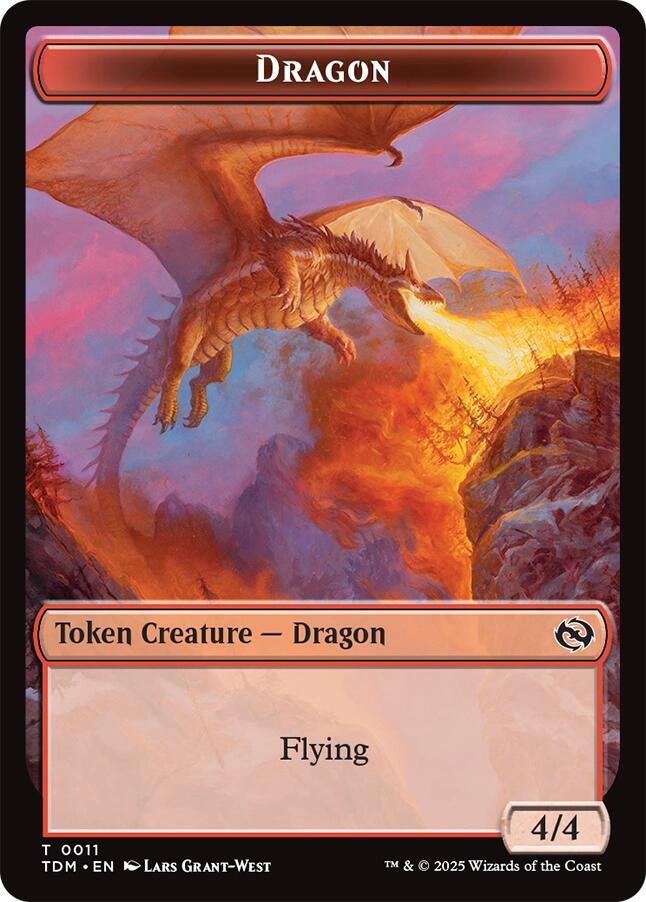 Dragon (0011) // Warrior Double-Sided Token 11 // 13 card from Tarkir: Dragonstorm