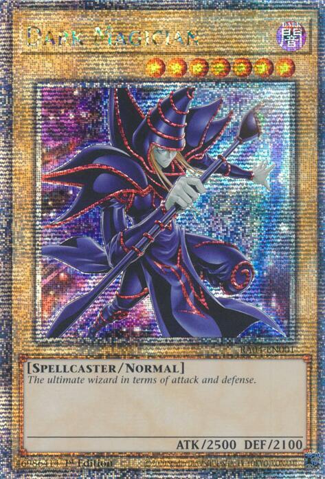 Dark Magician (New Art) (Quarter Century Secret Rare) RA04-EN001 card from Quarter Century Stampede