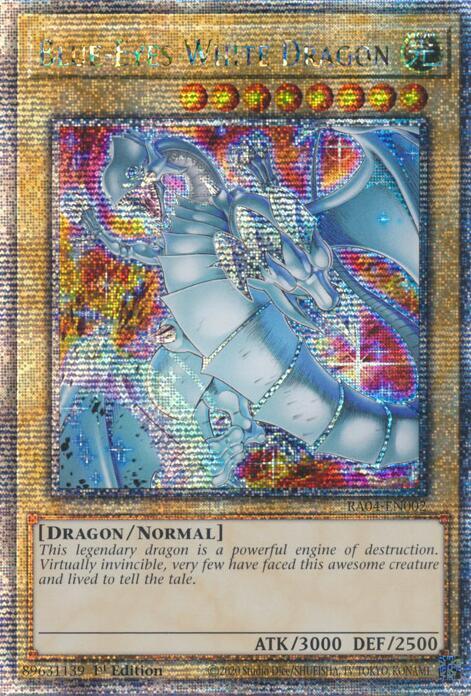 Blue-Eyes White Dragon (New Art) (Quarter Century Secret Rare) RA04-EN002 card from Quarter Century Stampede