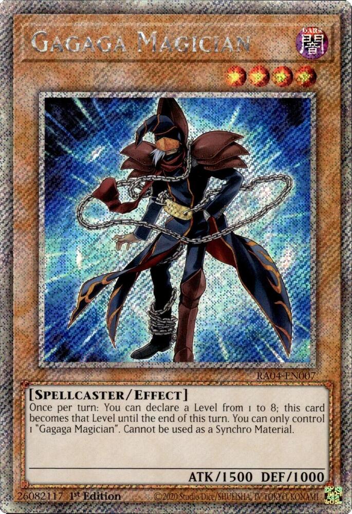 Gagaga Magician (Platinum Secret Rare) RA04-EN007 card from Quarter Century Stampede