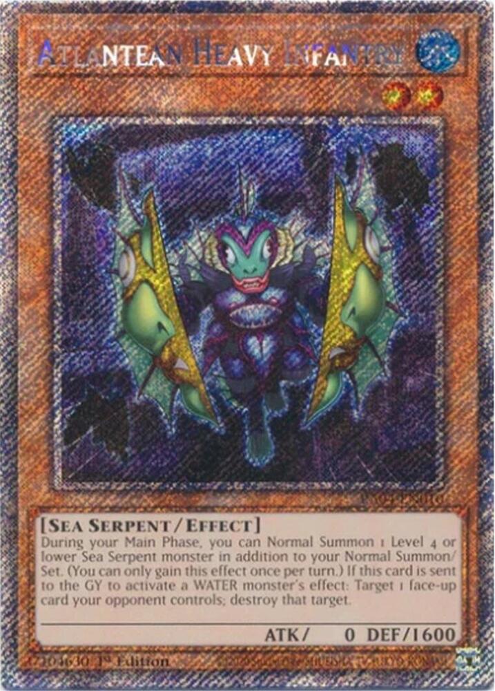 Atlantean Heavy Infantry (Platinum Secret Rare) RA04-EN010 card from Quarter Century Stampede
