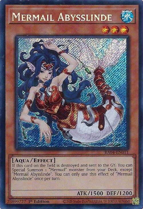 Mermail Abysslinde (Secret Rare) RA04-EN011 card from Quarter Century Stampede