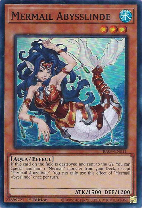 Mermail Abysslinde RA04-EN011 card from Quarter Century Stampede