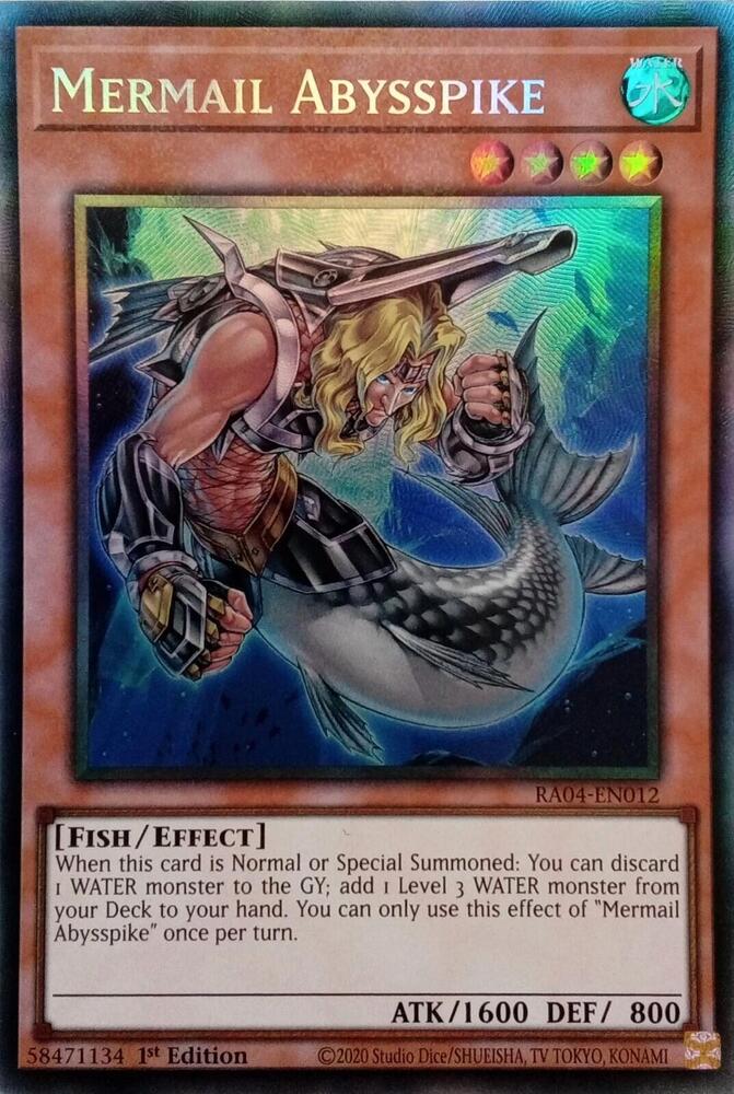 Mermail Abysspike (PCR) RA04-EN012 card from Quarter Century Stampede