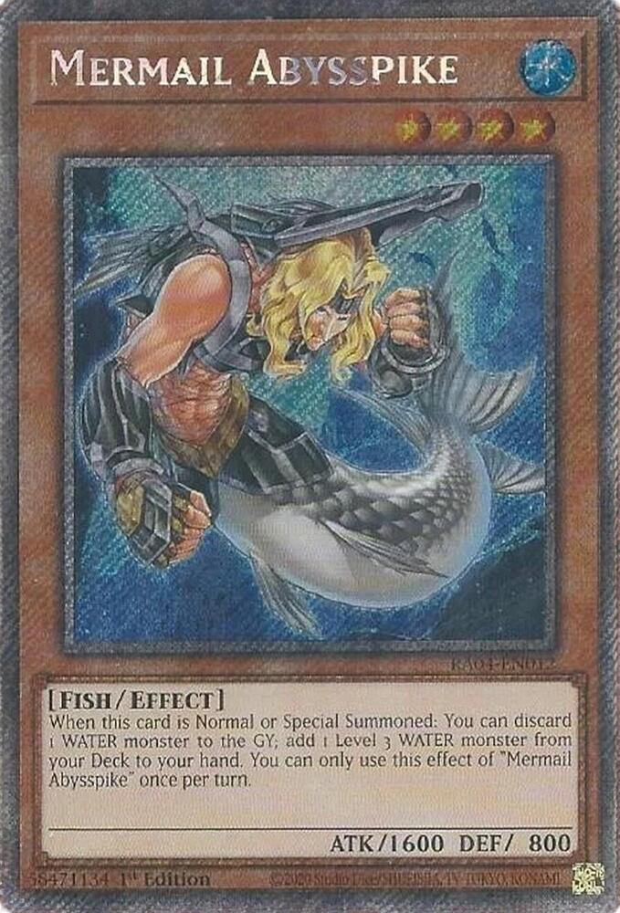 Mermail Abysspike (Platinum Secret Rare) RA04-EN012 card from Quarter Century Stampede