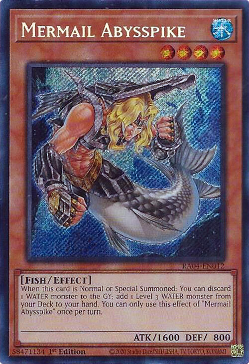 Mermail Abysspike (Secret Rare) RA04-EN012 card from Quarter Century Stampede