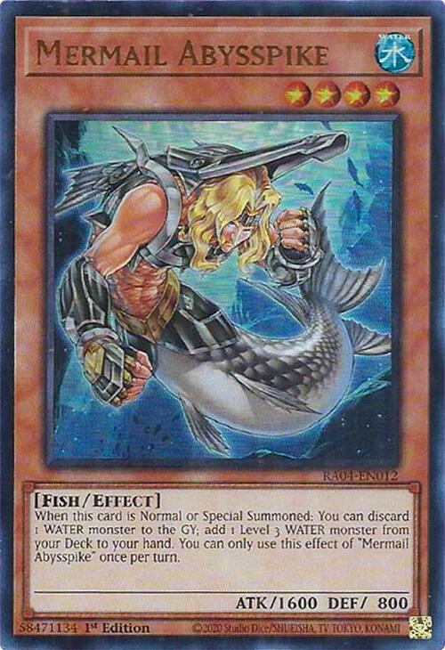Mermail Abysspike (UR) RA04-EN012 card from Quarter Century Stampede