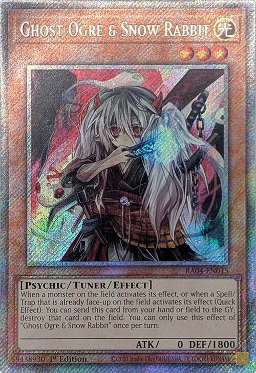 Ghost Ogre & Snow Rabbit (Platinum Secret Rare) RA04-EN015 card from Quarter Century Stampede