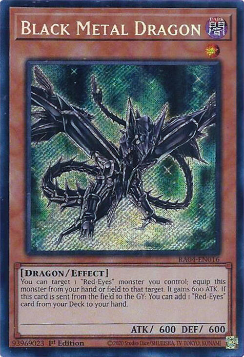 Black Metal Dragon (Secret Rare) RA04-EN016 card from Quarter Century Stampede