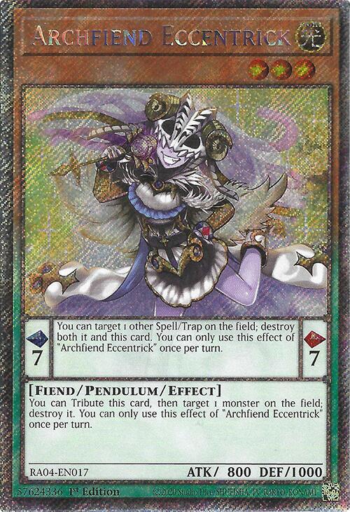 Archfiend Eccentrick (Platinum Secret Rare) RA04-EN017 card from Quarter Century Stampede