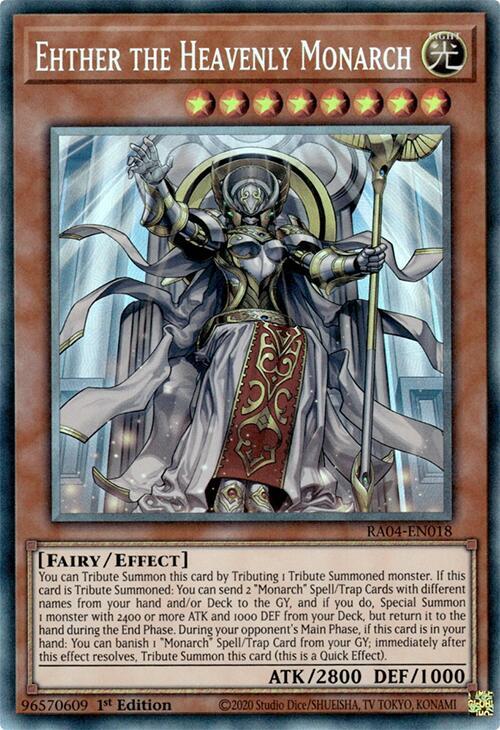 Ehther the Heavenly Monarch (PCR) RA04-EN018 card from Quarter Century Stampede