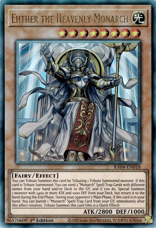 Ehther the Heavenly Monarch (PUR) RA04-EN018 card from Quarter Century Stampede