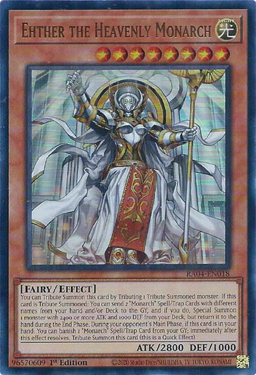 Ehther the Heavenly Monarch (UR) RA04-EN018 card from Quarter Century Stampede