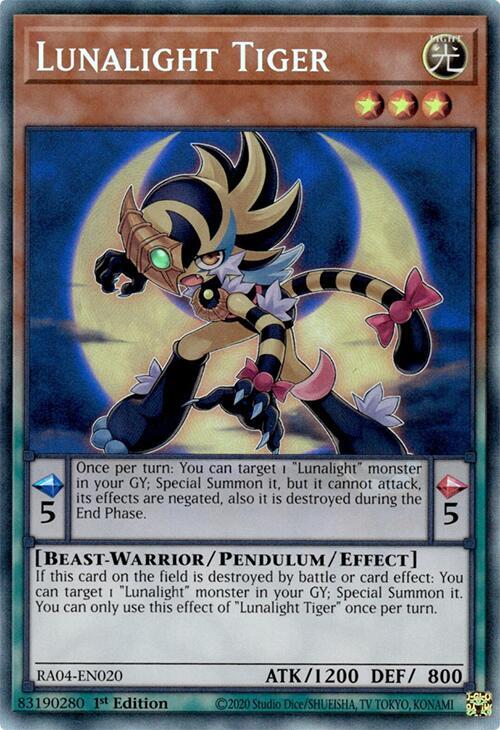 Lunalight Tiger (PCR) RA04-EN020 card from Quarter Century Stampede