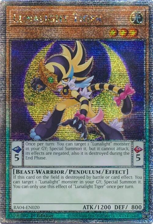Lunalight Tiger (Quarter Century Secret Rare) RA04-EN020 card from Quarter Century Stampede
