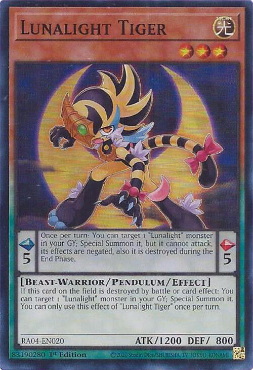 Lunalight Tiger RA04-EN020 card from Quarter Century Stampede