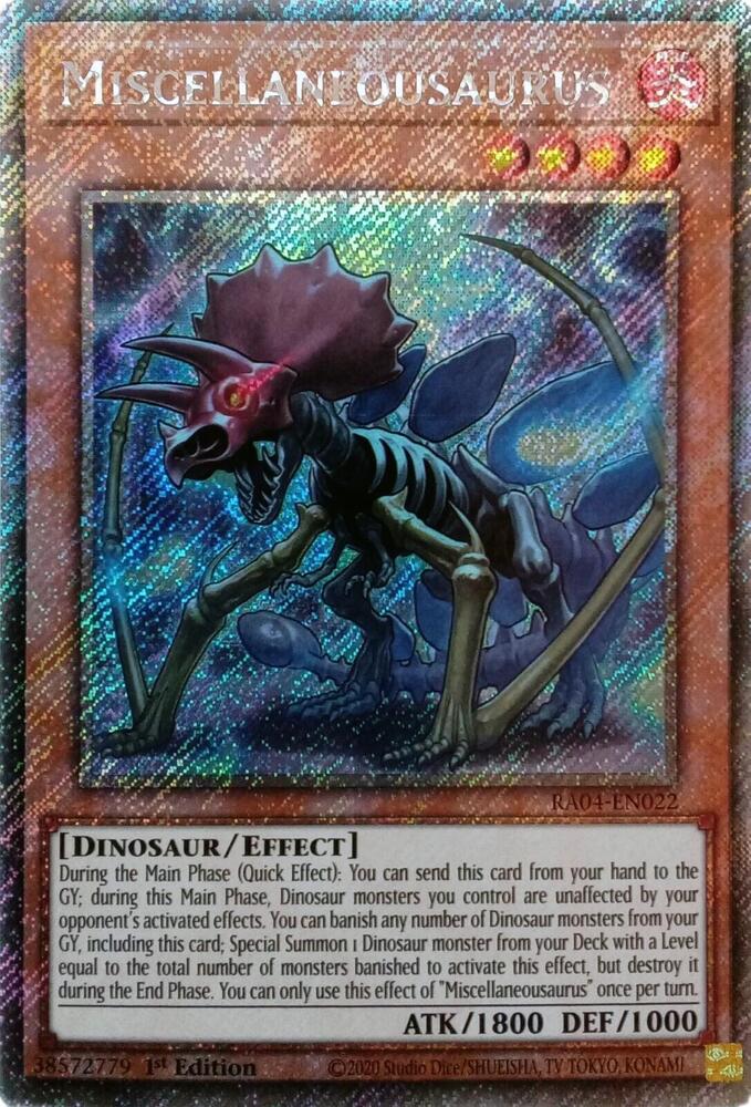 Miscellaneousaurus (Platinum Secret Rare) RA04-EN022 card from Quarter Century Stampede