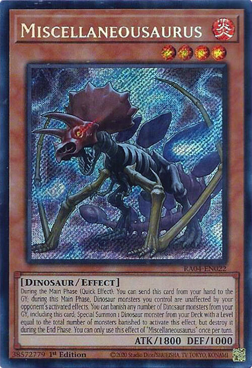 Miscellaneousaurus (Secret Rare) RA04-EN022 card from Quarter Century Stampede