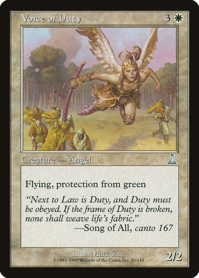 Voice of Duty 23 card from Urza's Destiny
