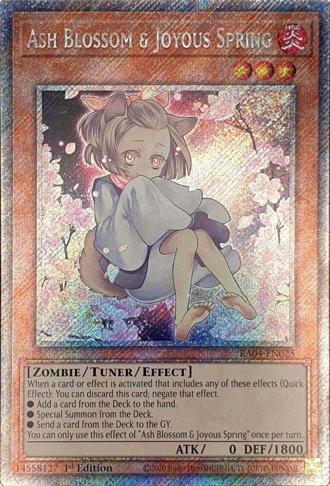 Ash Blossom & Joyous Spring (Alternate Art) (Platinum Secret Rare) RA04-EN025 card from Quarter Century Stampede