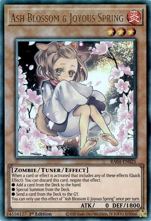 Ash Blossom & Joyous Spring (Alternate Art) (PUR) RA04-EN025 card from Quarter Century Stampede