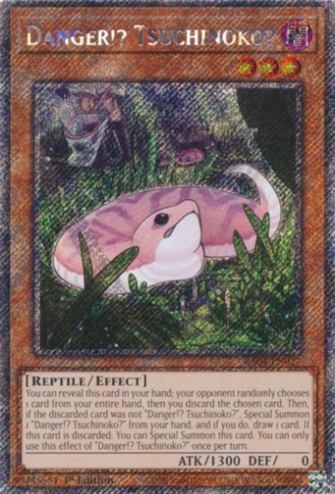 Danger!? Tsuchinoko? (Platinum Secret Rare) RA04-EN027 card from Quarter Century Stampede