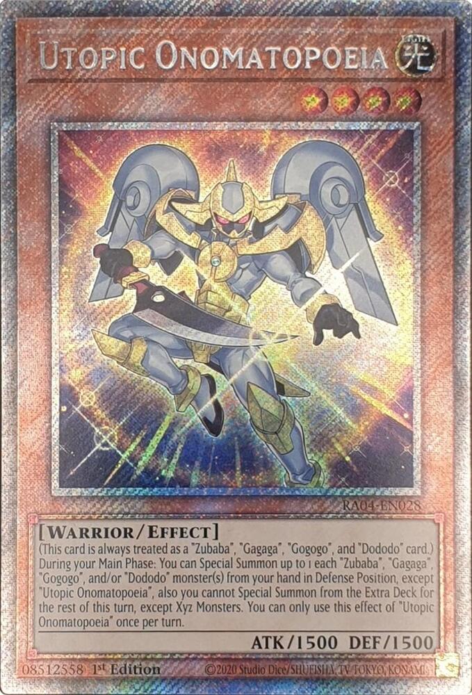 Utopic Onomatopoeia (Platinum Secret Rare) RA04-EN028 card from Quarter Century Stampede