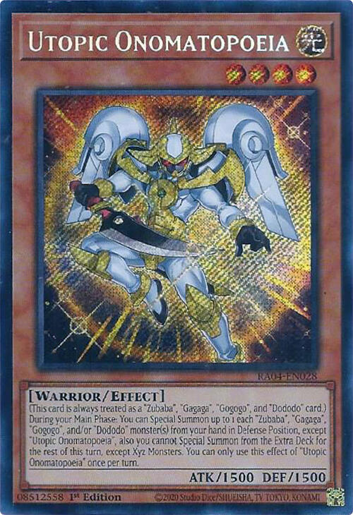 Utopic Onomatopoeia (Secret Rare) RA04-EN028 card from Quarter Century Stampede
