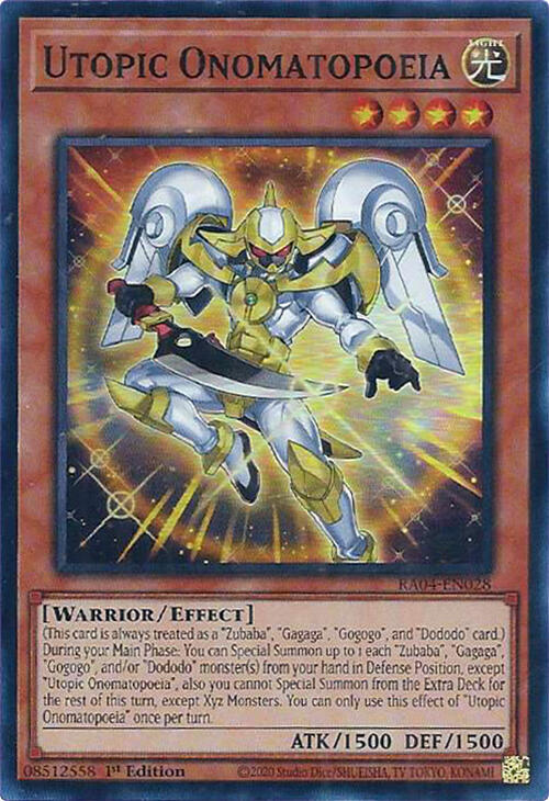 Utopic Onomatopoeia RA04-EN028 card from Quarter Century Stampede