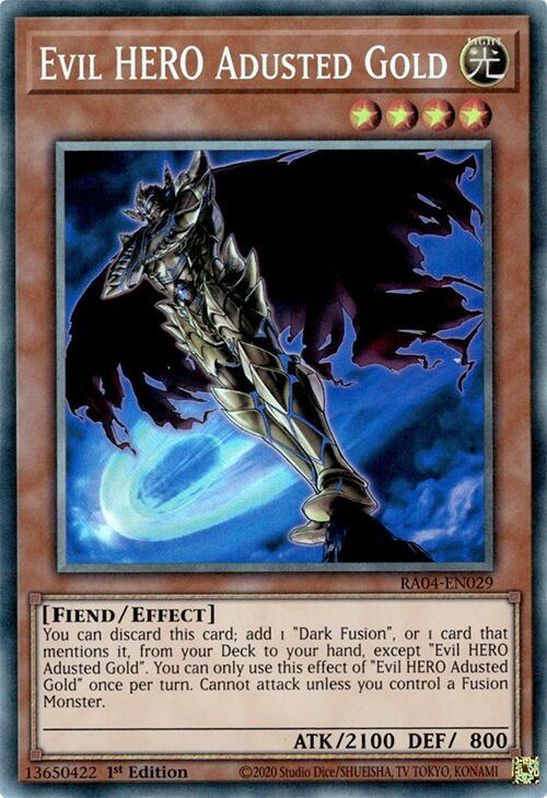 Evil HERO Adusted Gold (PCR) RA04-EN029 card from Quarter Century Stampede