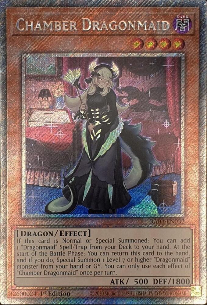 Chamber Dragonmaid (Platinum Secret Rare) RA04-EN032 card from Quarter Century Stampede