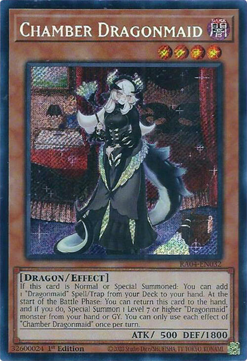 Chamber Dragonmaid (Secret Rare) RA04-EN032 card from Quarter Century Stampede