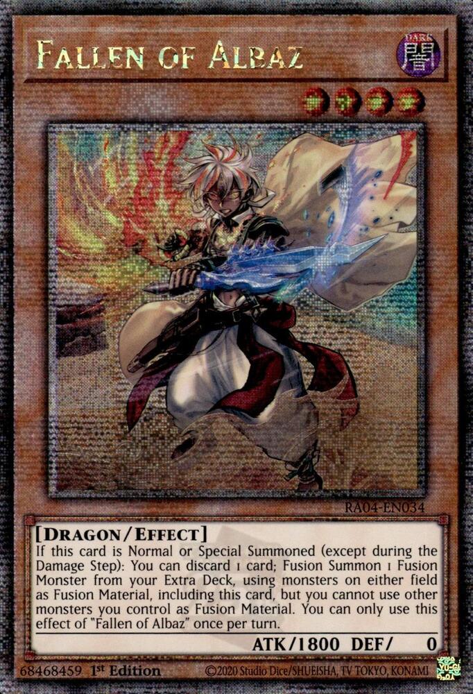 Fallen of Albaz (New Art) (Quarter Century Secret Rare) RA04-EN034 card from Quarter Century Stampede