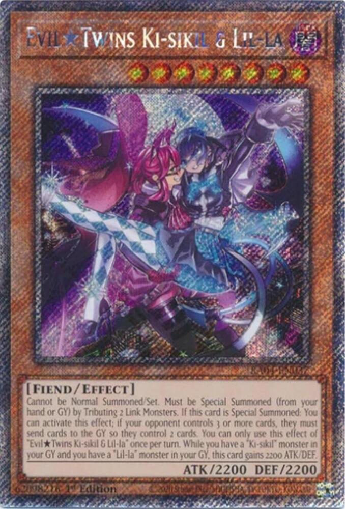 Evil Twins Ki-sikil & Lil-la (Platinum Secret Rare) RA04-EN037 card from Quarter Century Stampede