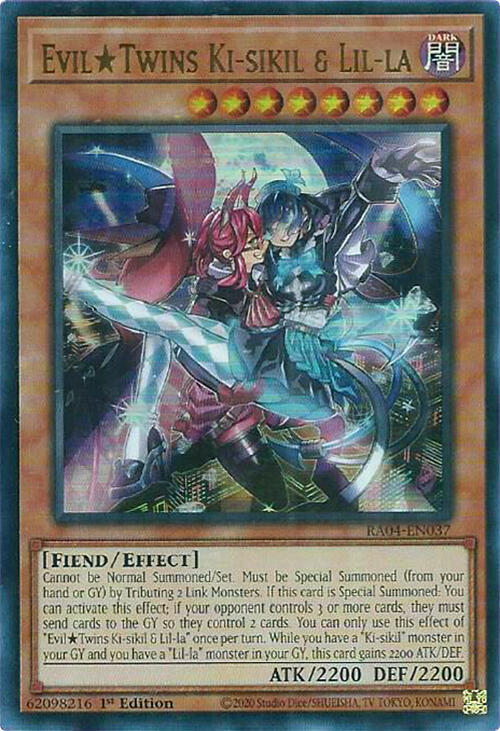 Evil Twins Ki-sikil & Lil-la (UR) RA04-EN037 card from Quarter Century Stampede