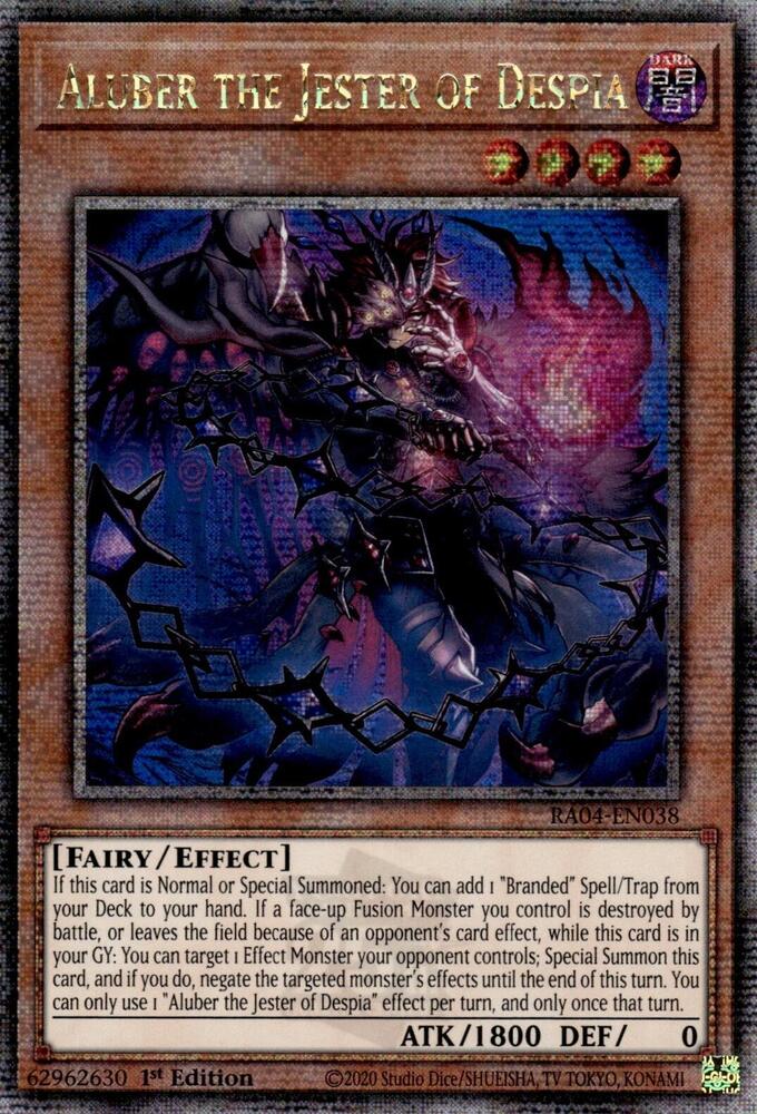 Aluber the Jester of Despia (New Art) (Quarter Century Secret Rare) RA04-EN038 card from Quarter Century Stampede