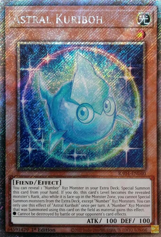 Astral Kuriboh (Platinum Secret Rare) RA04-EN040 card from Quarter Century Stampede