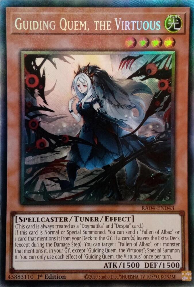 Guiding Quem, the Virtuous (PCR) RA04-EN043 card from Quarter Century Stampede