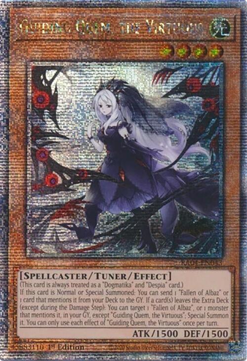 Guiding Quem, the Virtuous (Quarter Century Secret Rare) RA04-EN043 card from Quarter Century Stampede