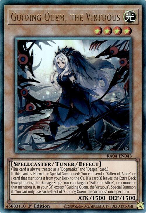 Guiding Quem, the Virtuous (PUR) RA04-EN043 card from Quarter Century Stampede