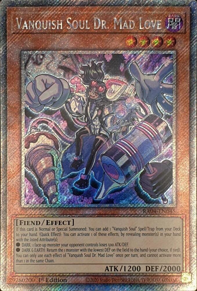 Vanquish Soul Dr. Mad Love (Platinum Secret Rare) RA04-EN045 card from Quarter Century Stampede