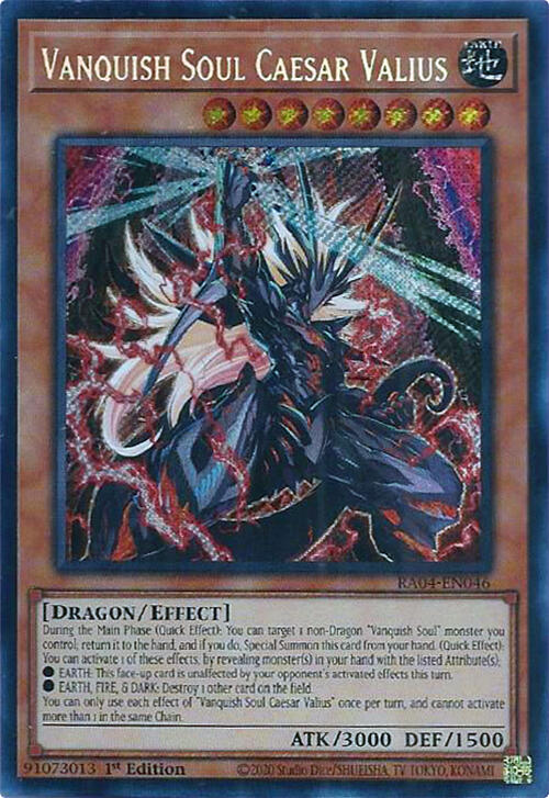 Vanquish Soul Caesar Valius (Secret Rare) RA04-EN046 card from Quarter Century Stampede