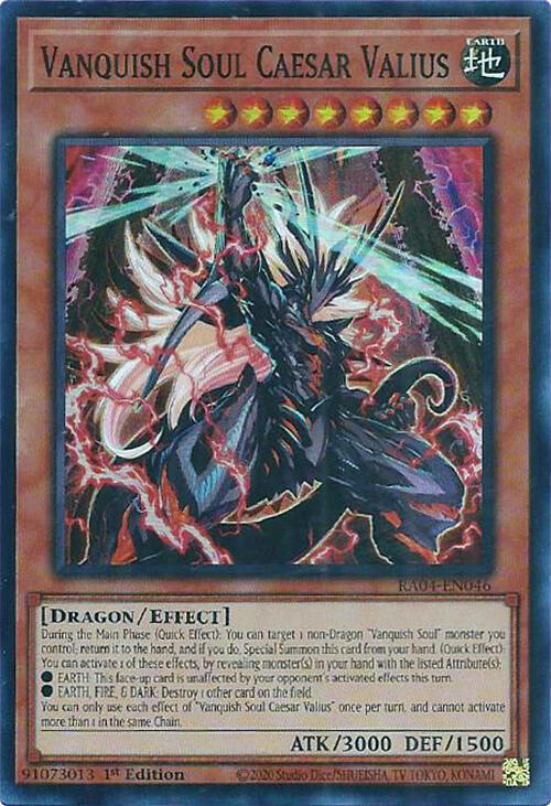 Vanquish Soul Caesar Valius RA04-EN046 card from Quarter Century Stampede