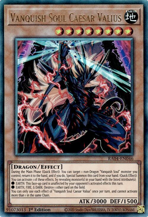 Vanquish Soul Caesar Valius (PUR) RA04-EN046 card from Quarter Century Stampede