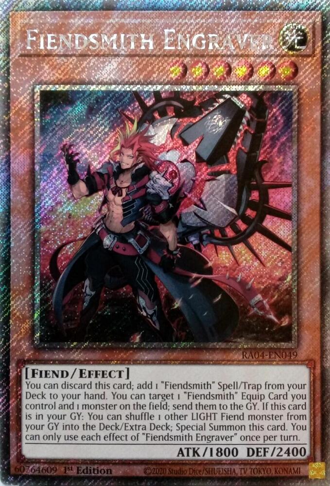 Fiendsmith Engraver (Platinum Secret Rare) RA04-EN049 card from Quarter Century Stampede